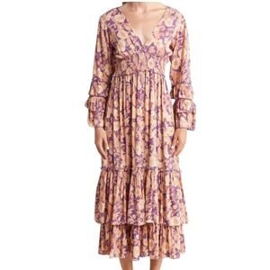 NWOT Angie Long Sleeve Floral Print Tiered Maxi Dress – Sz S